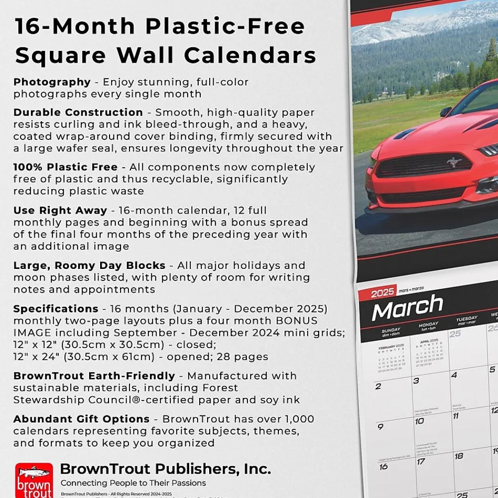 2025 Calendars|BrownTrout 2025 Ford Mustang 12" x 12" Monthly Wall Calendar (9781975479732)