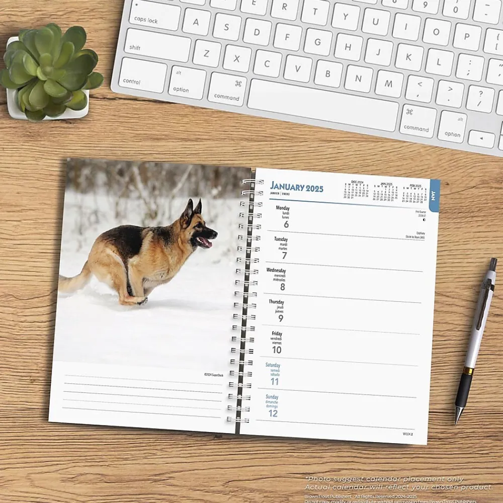2025 Planners|BrownTrout 2025 German Shepherds 6" x 7.75" Weekly Engagement Planner, Paper Cover, Multicolored (9781975473143)