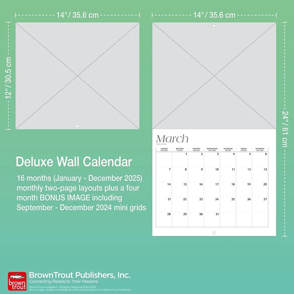 2025 Calendars|BrownTrout 2025 Kitchen 14" x 24" Monthly Deluxe Wall Calendar, (9781975473051)