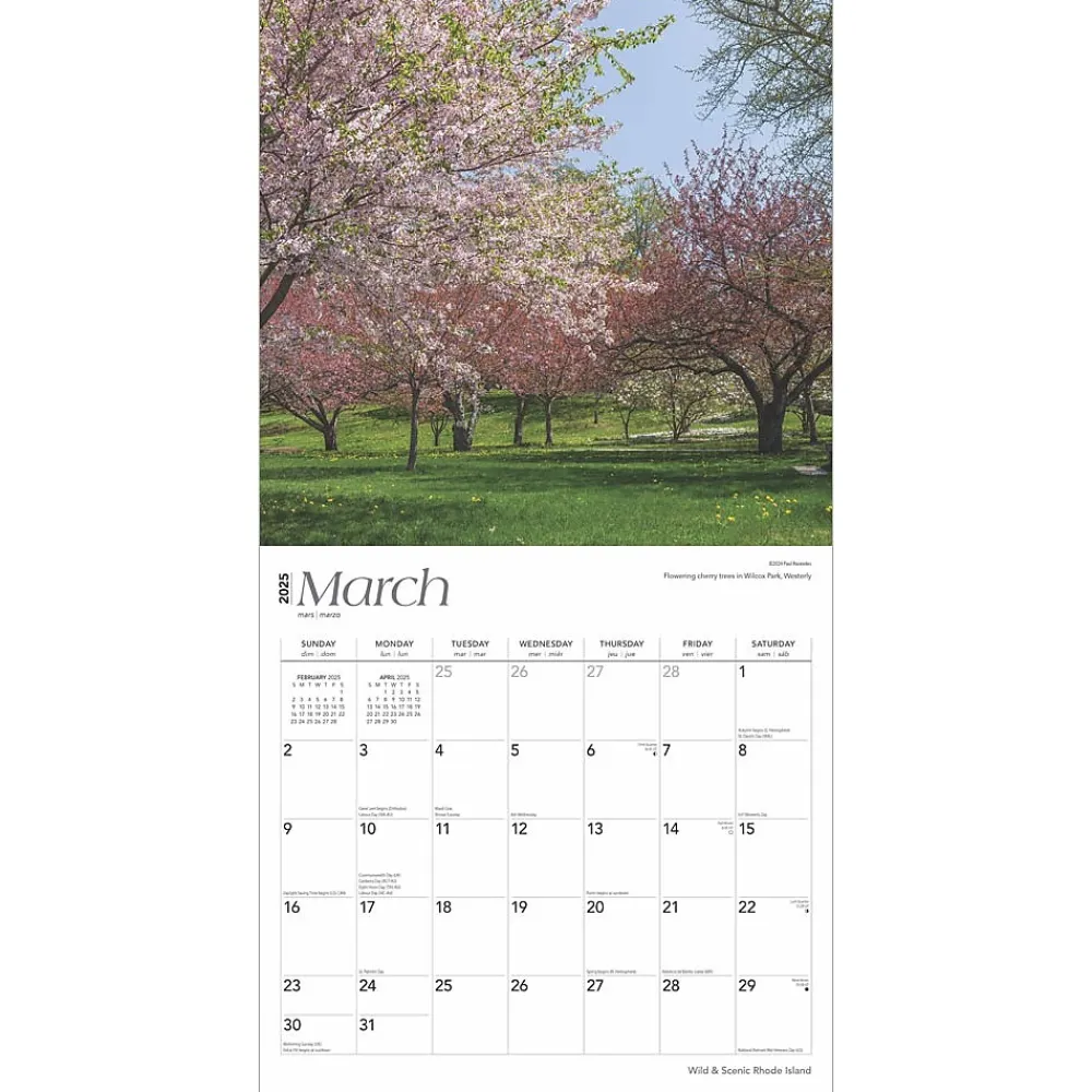 2025 Calendars|BrownTrout 2025 Rhode Island Wild & Scenic 12" x 24" Monthly Square Wall Calendar, (9781975475611)
