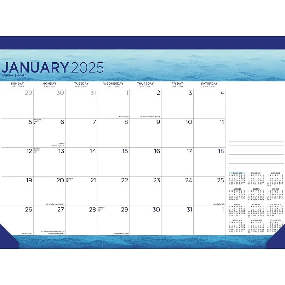 2025 Calendars|BrownTrout 2025 Seaside Currents 17" x 12" Monthly Desk Pad Calendar (9781975481285)