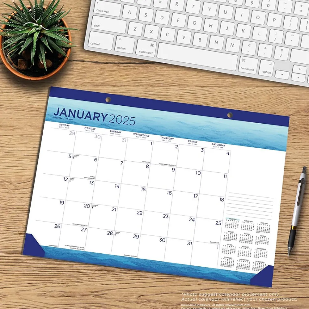 2025 Calendars|BrownTrout 2025 Seaside Currents 17" x 12" Monthly Desk Pad Calendar (9781975481285)