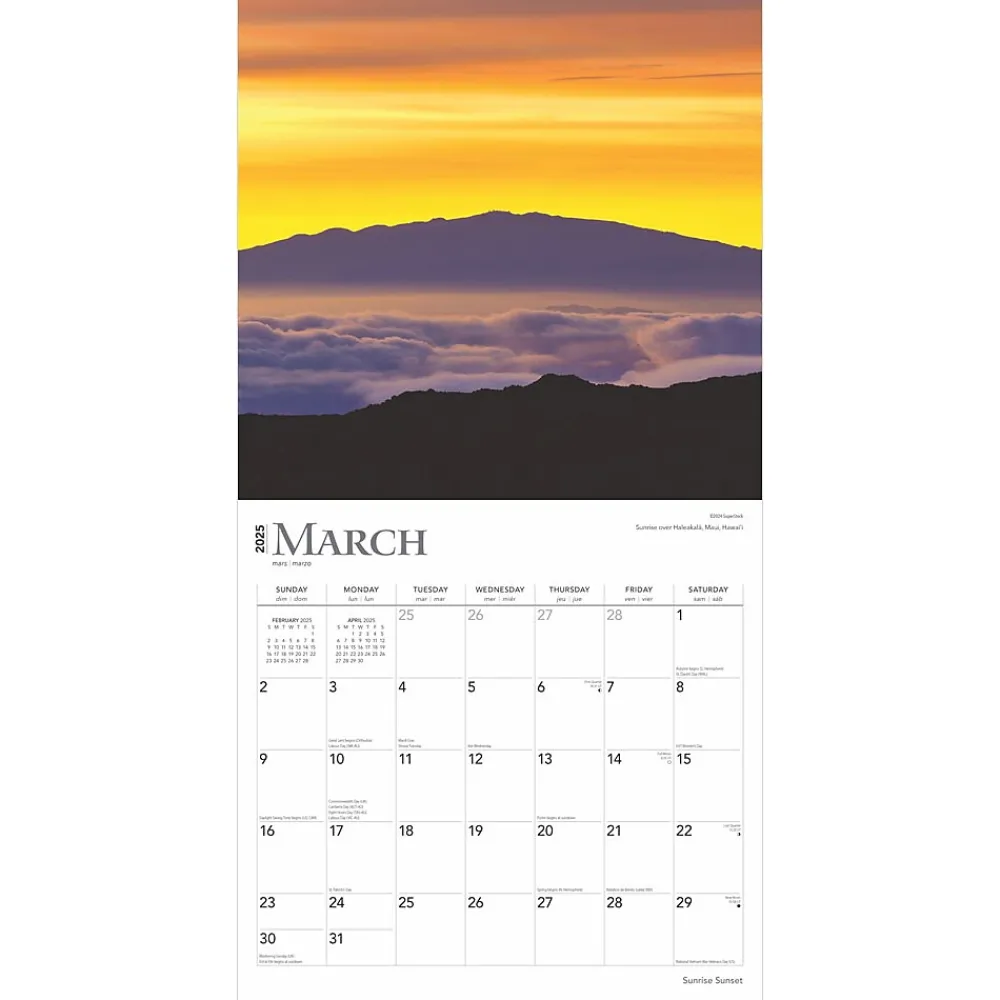 2025 Calendars|BrownTrout 2025 Sunrise Sunset 12" x 12" Monthly Wall Calendar (9781975475758)