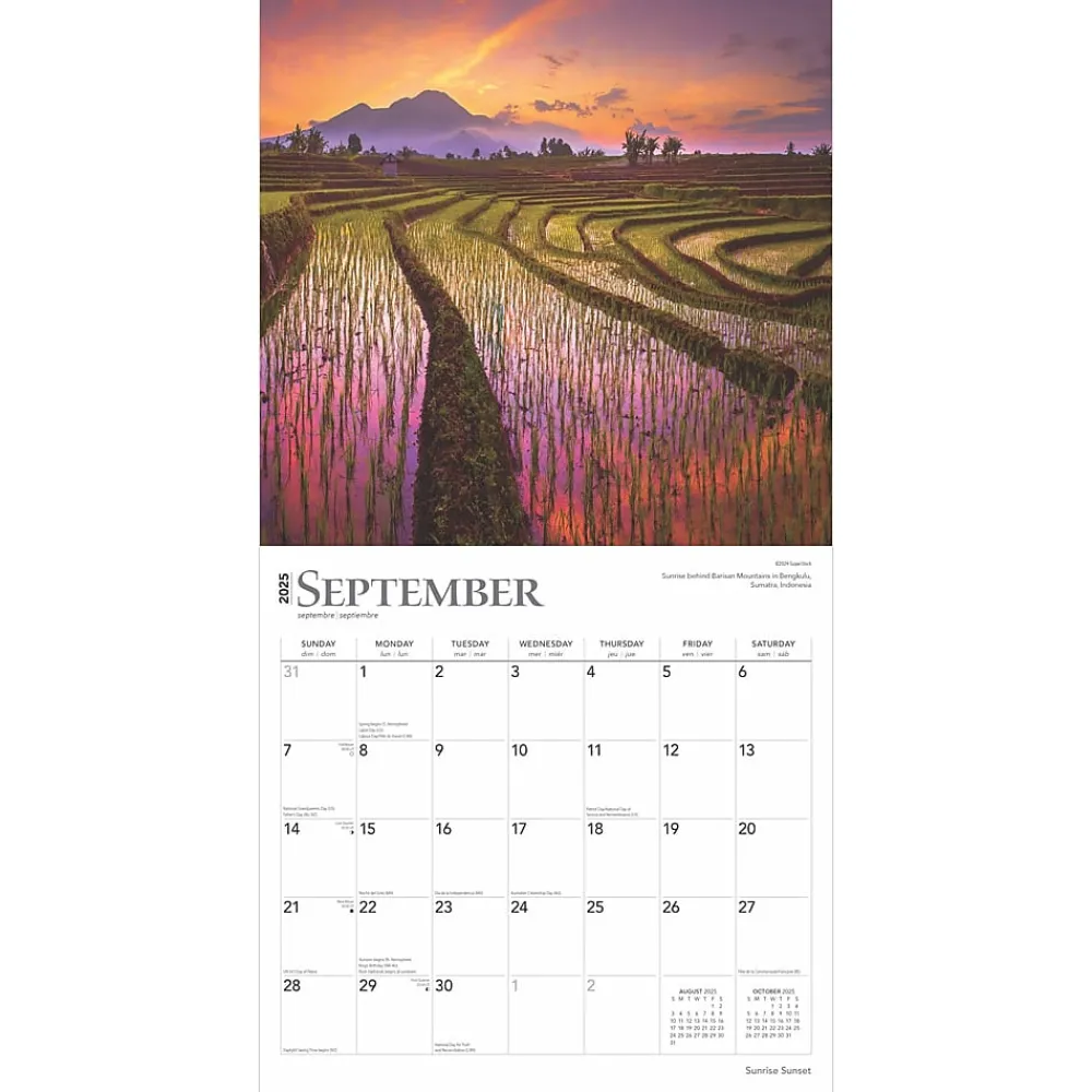 2025 Calendars|BrownTrout 2025 Sunrise Sunset 12" x 12" Monthly Wall Calendar (9781975475758)
