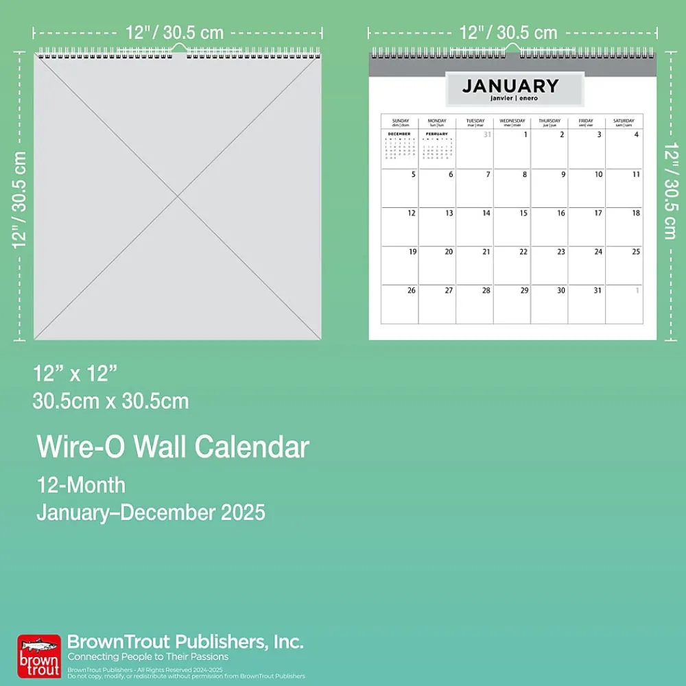 2025 Calendars|BrownTrout 2025 Tuscan Delight 12" x 12" Monthly Wire-O Wall Calendar (9781975478513)