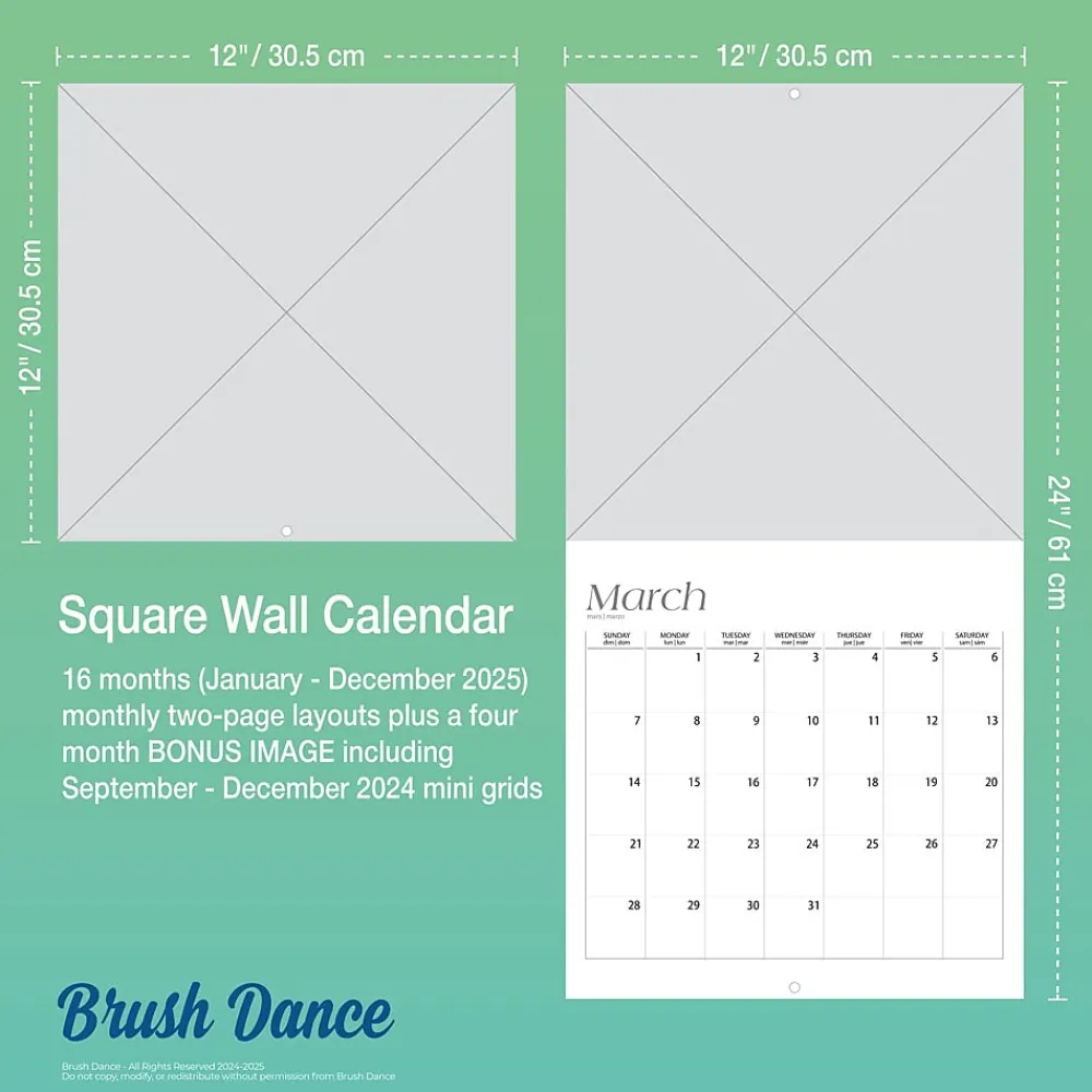 2025 Calendars|Brush Dance 2025 Japanese Gardens 12" x 12" Monthly Wall Calendar (9781975478582)