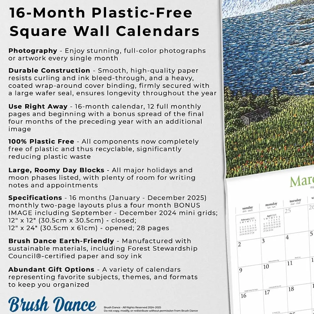 2025 Calendars|BrownTrout 2025 Brush Dance Points of Light 12" x 24" Monthly Square Wall Calendar, (9781975481230)