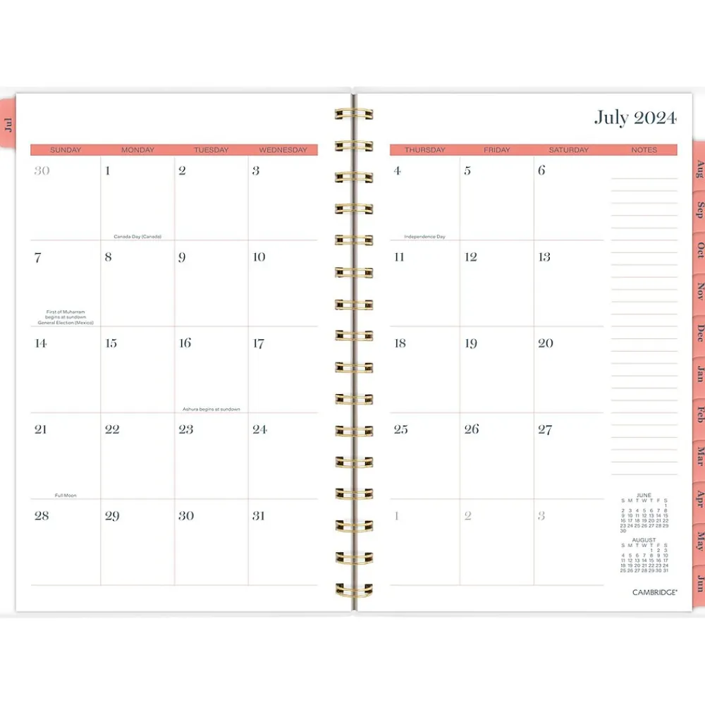 Academic Planners|Cambridge 2024-2025 Bridgette 5.5" x 8.5" Academic Weekly & Monthly Planner, Poly Cover, Multicolor (1712-200A-25)