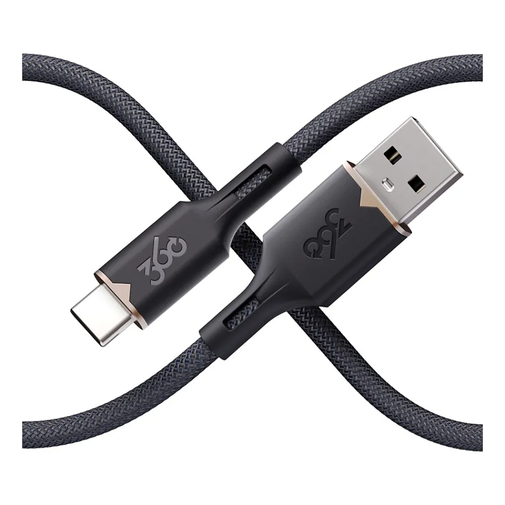 Fluid USB-C to USB-A Charging Cable, 5 ft., Granite (3E0792-GRG8NA)<360 Electrical