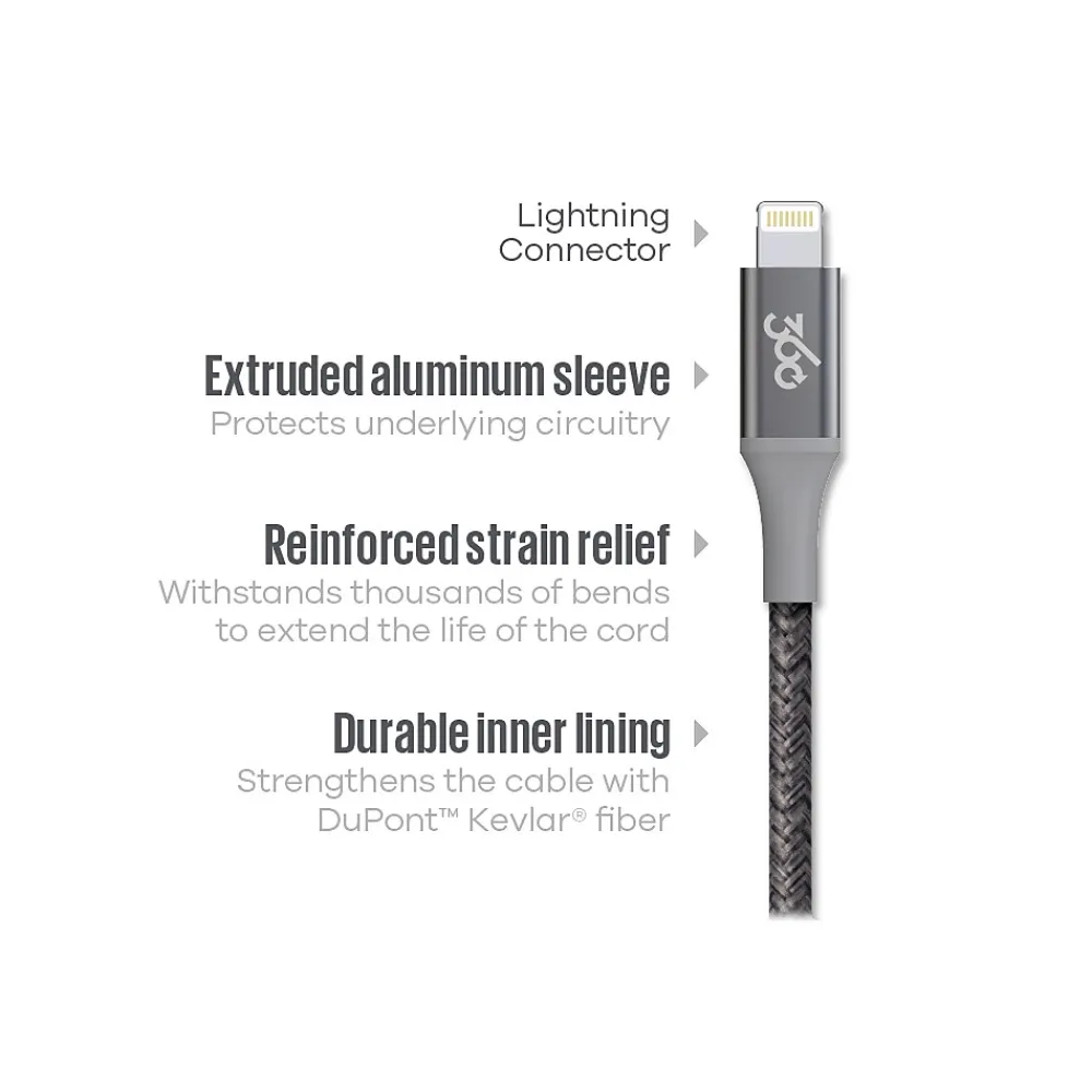 360 Electrical Habitat 4' USB A Male/Lightning 8-Pin Male, Cranberry (360650-CB)