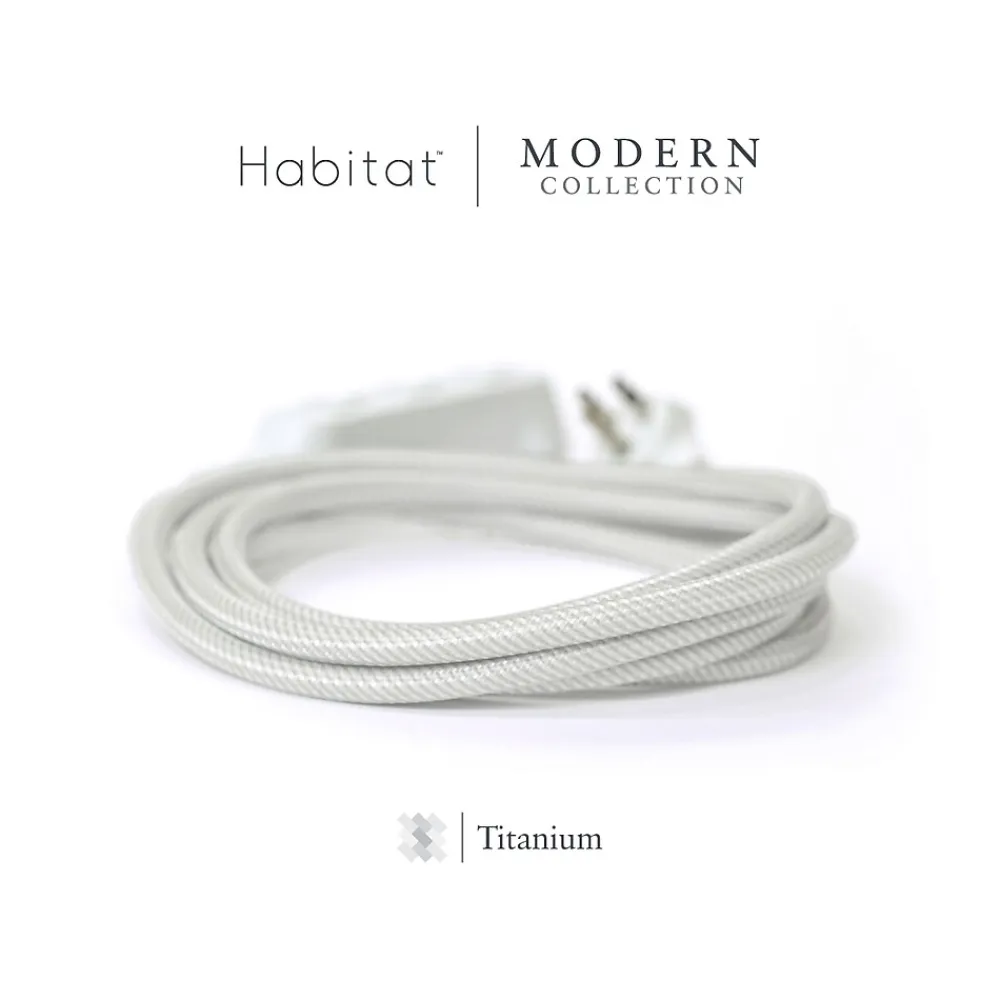360 Electrical Habitat Modern Collection 8' Extension Cord, 3-Outlet, Titanium (360417-TI-8ES)