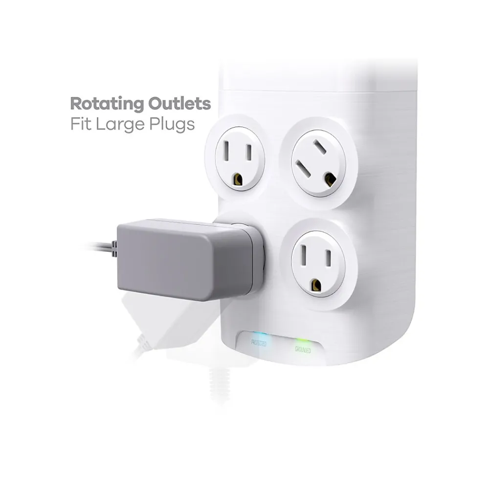 360 Electrical Revolve24 4-Outlet 4-USB Port Surge Protector, White (3E0775-WHT6NA)