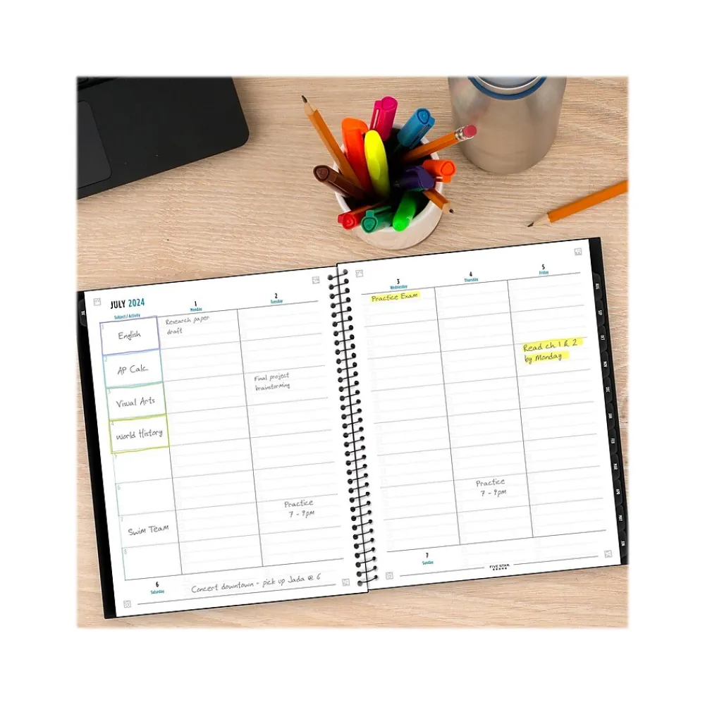 Academic Planners|Five Star 2024-2025 Advance 8.5" x 11" Academic Weekly & Monthly Planner, Poly Cover, Assorted Colors (CAW659-00-25)