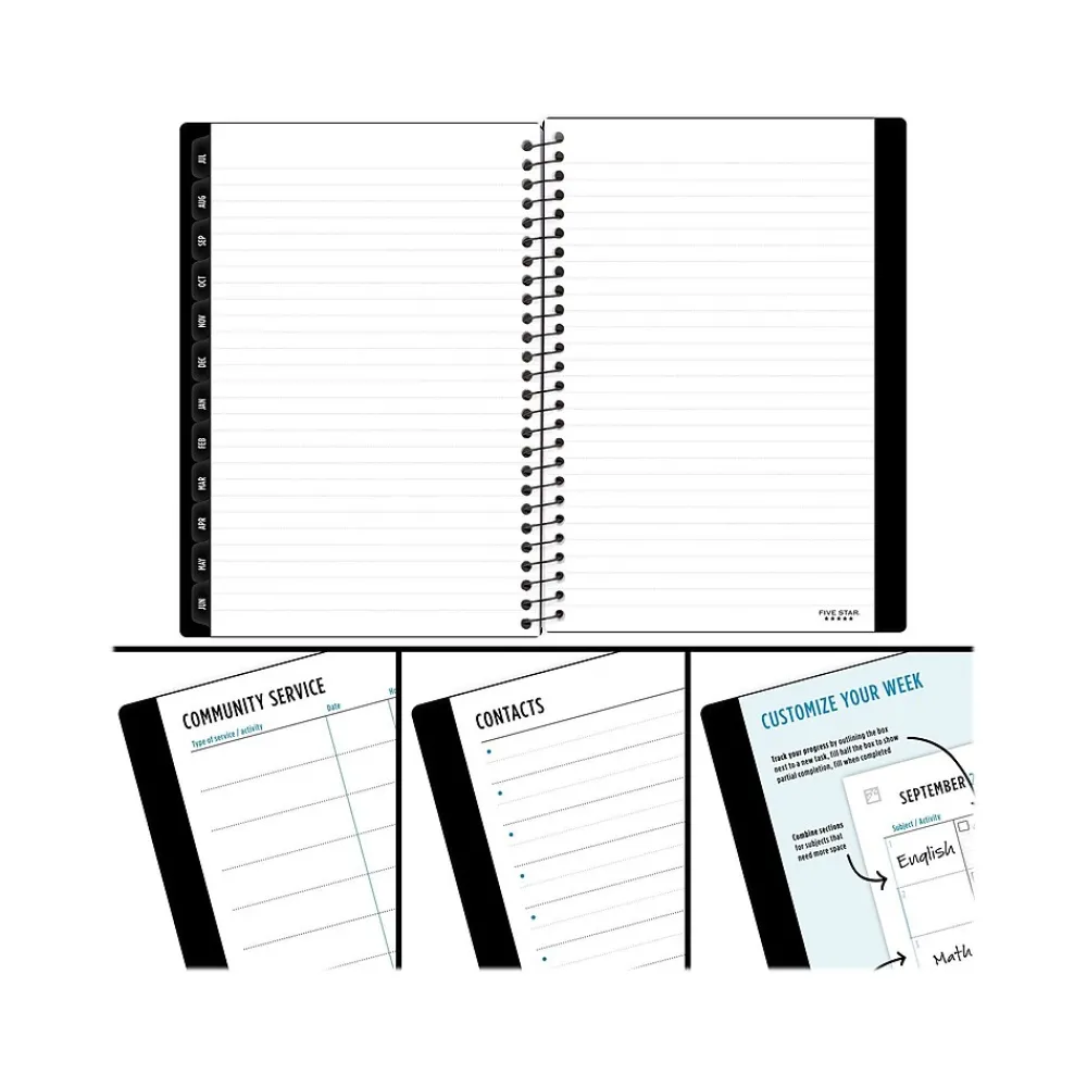 Academic Planners|Five Star 2024-2025 Advance 5.5" x 8.5" Academic Weekly & Monthly Planner, Poly Cover, Assorted Colors (CAW459-00-25)