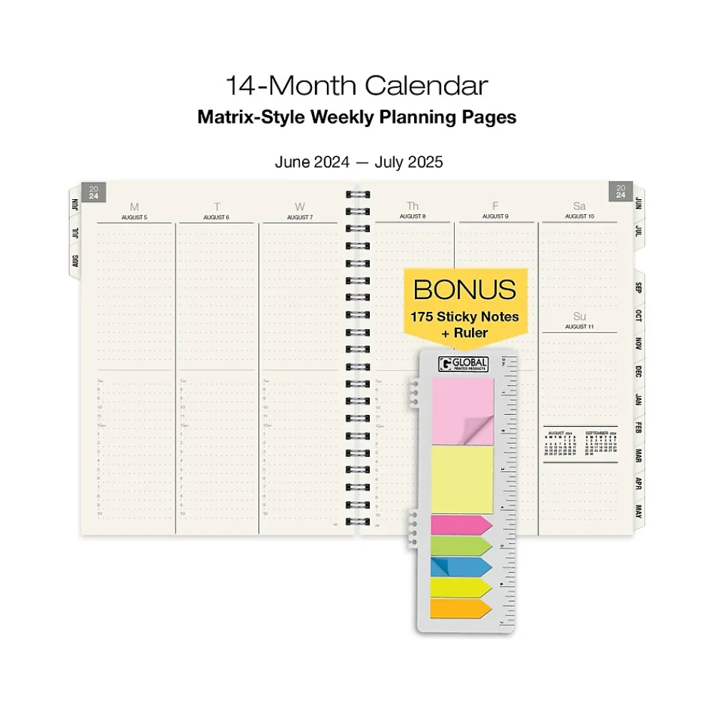 2025 Planners|Global Printed Products 2024-2025 Pick Your Own 8.5" x 11" Academic Weekly & Monthly Planner, Vinyl Cover, Assorted Colors