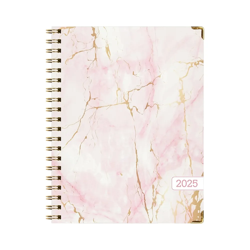 2025 Planners|Global Printed Products 2025 8.5" x 11" Calendar Year Weekly & Monthly Planner, Paperboard Cover, Pink/Gold (SPLS25-8511-01)