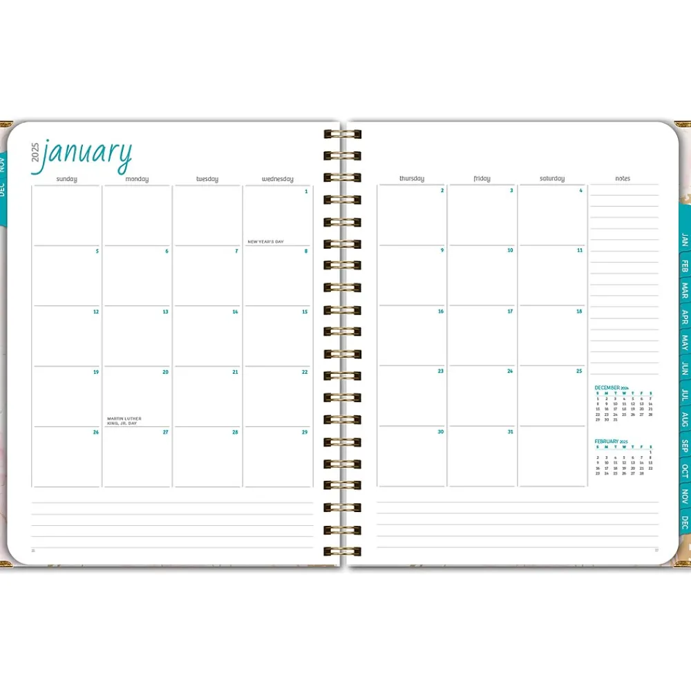 2025 Planners|Global Printed Products 2025 8.5" x 11" Calendar Year Weekly & Monthly Planner, Paperboard Cover, Pink/Gold (SPLS25-8511-01)