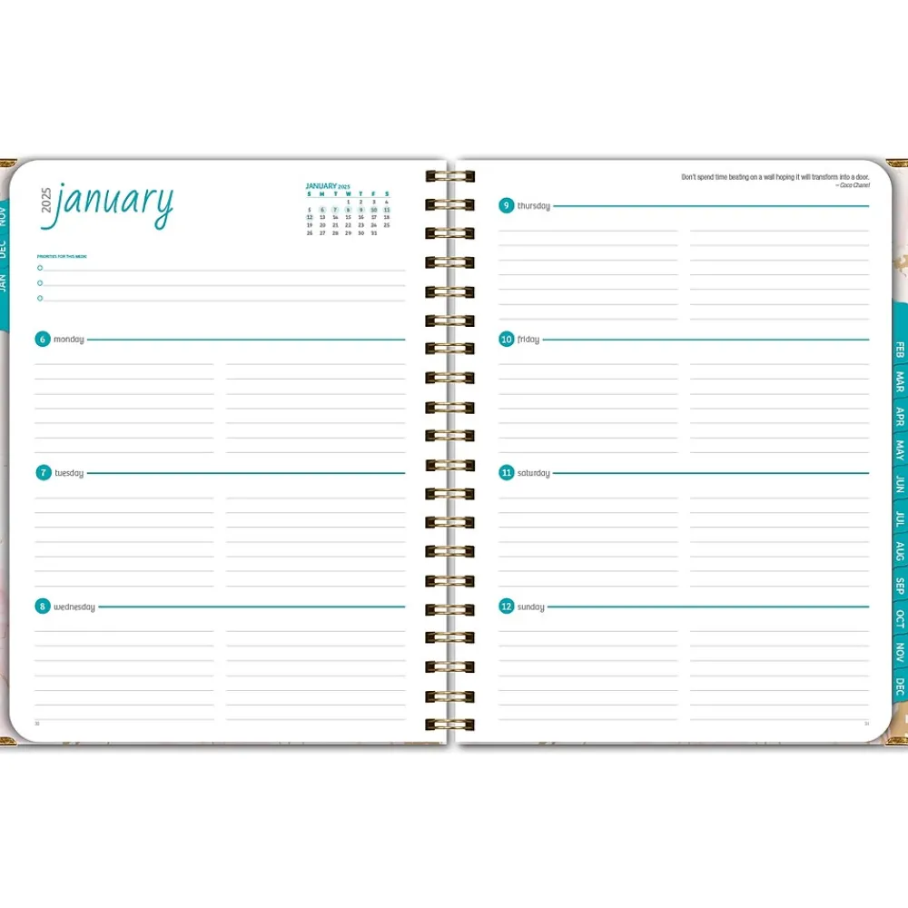 2025 Planners|Global Printed Products 2025 8.5" x 11" Calendar Year Weekly & Monthly Planner, Paperboard Cover, Pink/Gold (SPLS25-8511-01)