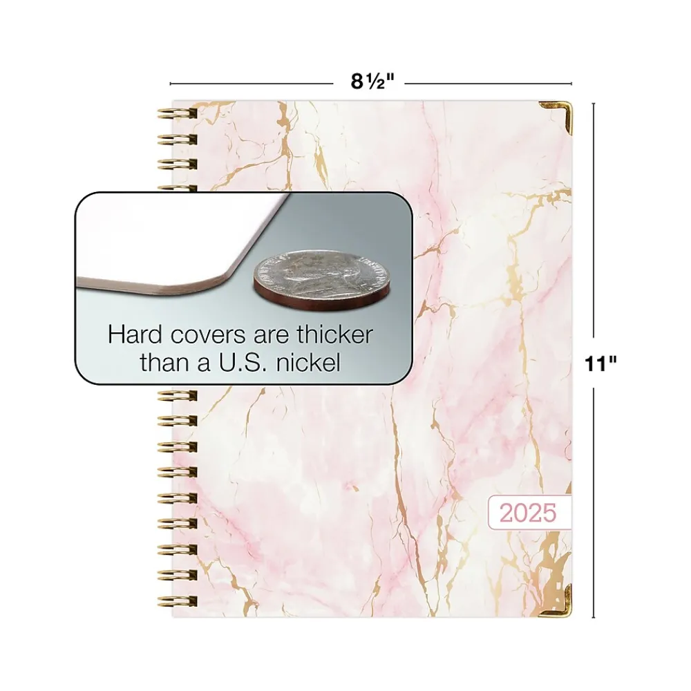 2025 Planners|Global Printed Products 2025 8.5" x 11" Calendar Year Weekly & Monthly Planner, Paperboard Cover, Pink/Gold (SPLS25-8511-01)