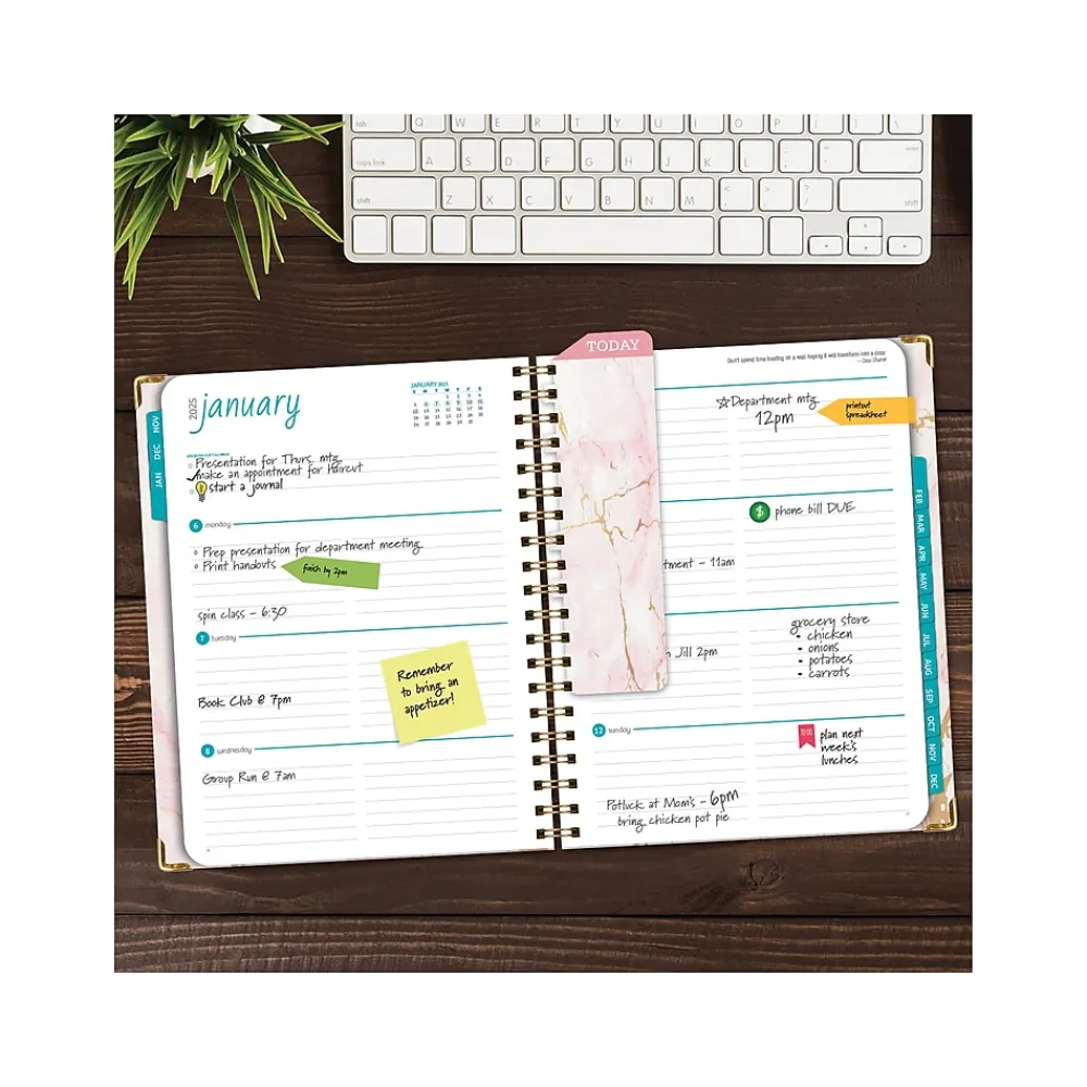 2025 Planners|Global Printed Products 2025 8.5" x 11" Calendar Year Weekly & Monthly Planner, Paperboard Cover, Pink/Gold (SPLS25-8511-01)