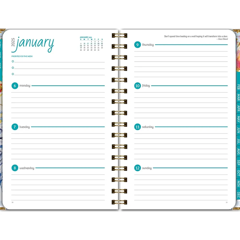 2025 Planners|Global Printed Products 2025 5.5" x 8" Weekly & Monthly Planner, Paperboard Cover, Multicolor (SPLS25-58-20)