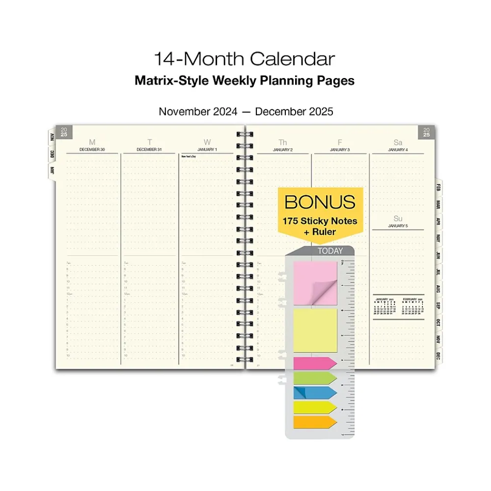 2025 Planners|Global Printed Products 2025 5.5" x 8" Weekly & Monthly Planner, Paperboard Cover, Multicolor (SPLS25-58-20)