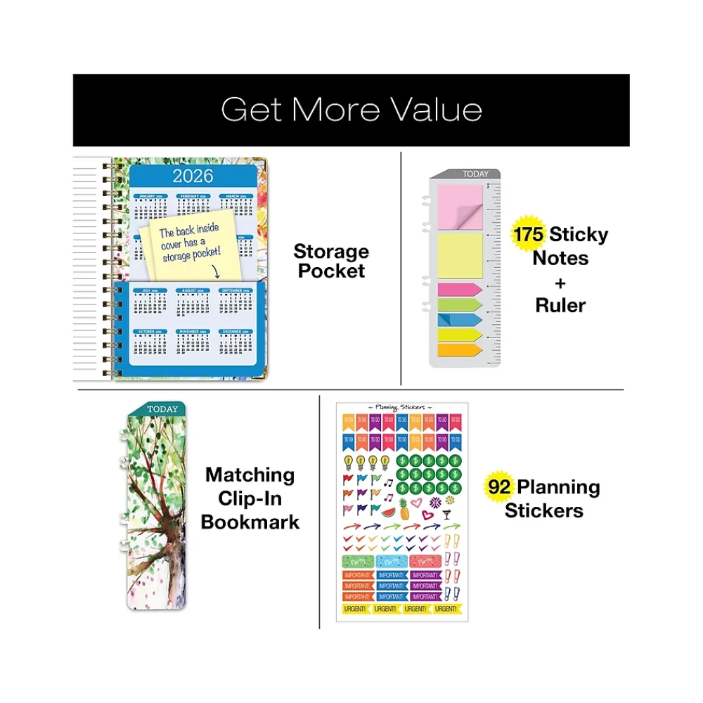 2025 Planners|Global Printed Products 2025 5.5" x 8" Weekly & Monthly Planner, Paperboard Cover, Multicolor (SPLS25-58-20)