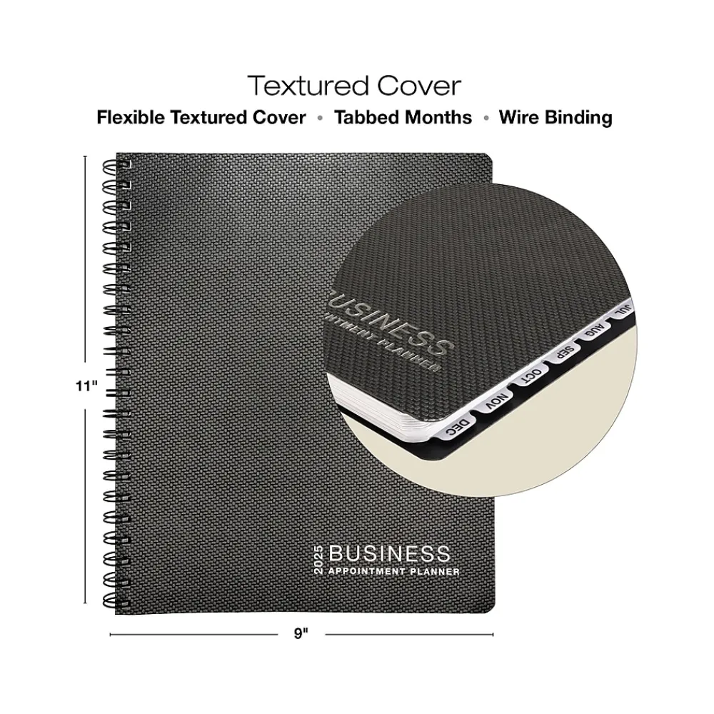 2025 Planners|Global Printed Products 2025 8.5" x 11" Weekly & Monthly Appointment Planner, Paper Cover, Black (APPT-CY25-8511)