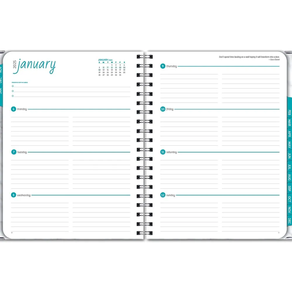 2025 Planners|Global Printed Products 2025 8.5" x 11" Weekly & Monthly Planner, Paperboard Cover, White/Gray (SPLS25-8511-06)