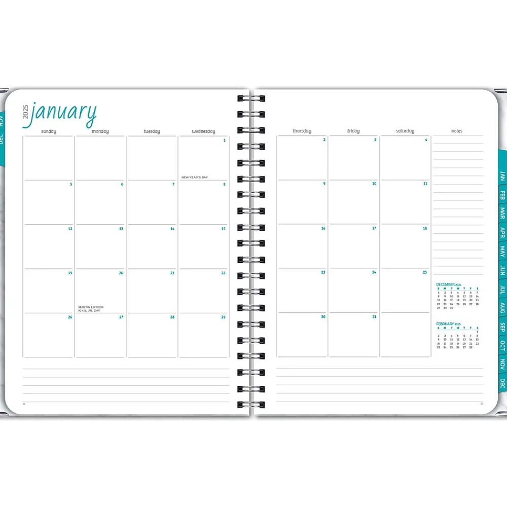 2025 Planners|Global Printed Products 2025 8.5" x 11" Weekly & Monthly Planner, Paperboard Cover, White/Gray (SPLS25-8511-06)