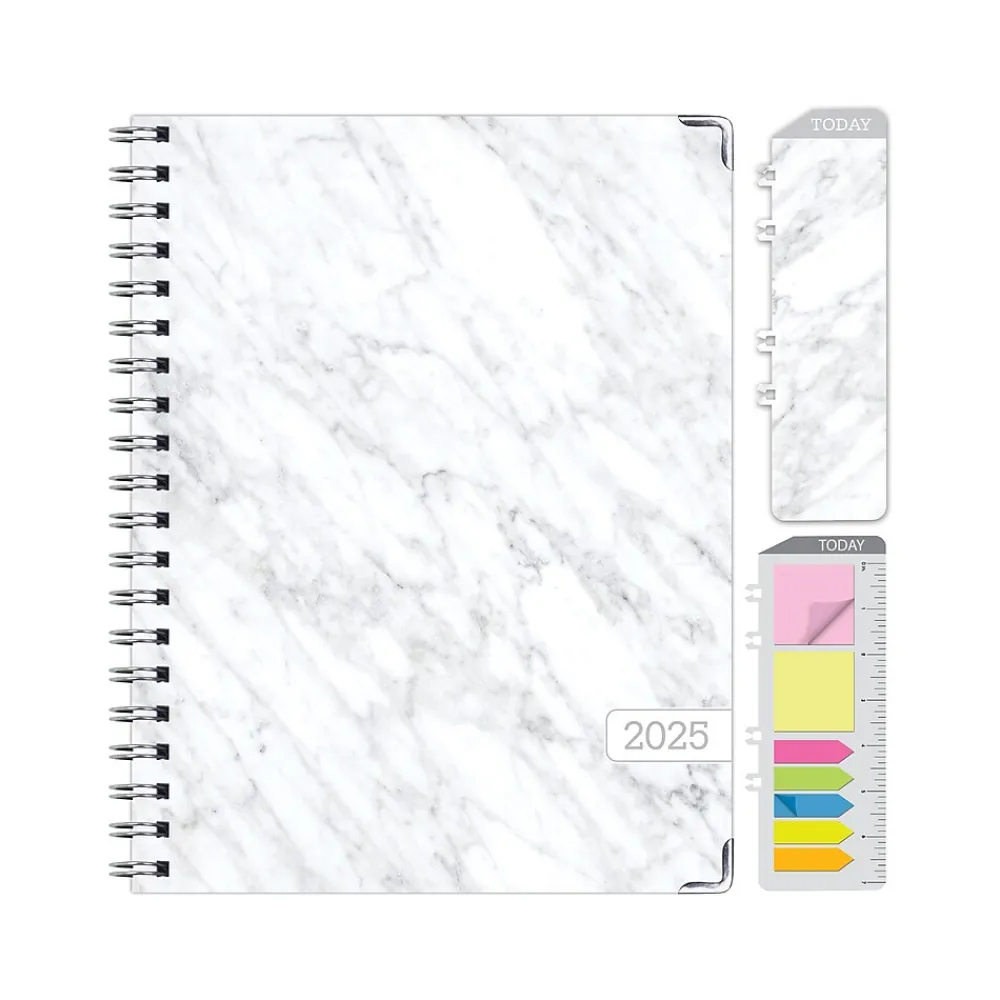 2025 Planners|Global Printed Products 2025 8.5" x 11" Weekly & Monthly Planner, Paperboard Cover, White/Gray (SPLS25-8511-06)
