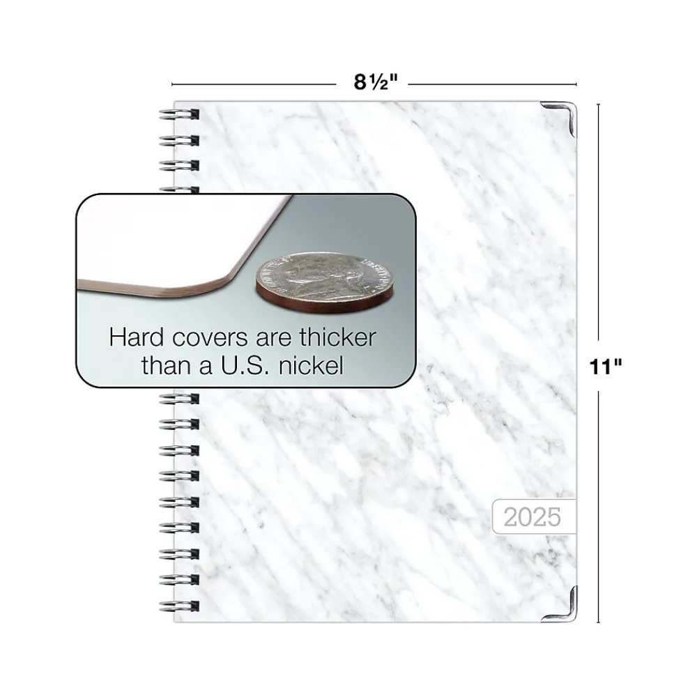 2025 Planners|Global Printed Products 2025 8.5" x 11" Weekly & Monthly Planner, Paperboard Cover, White/Gray (SPLS25-8511-06)