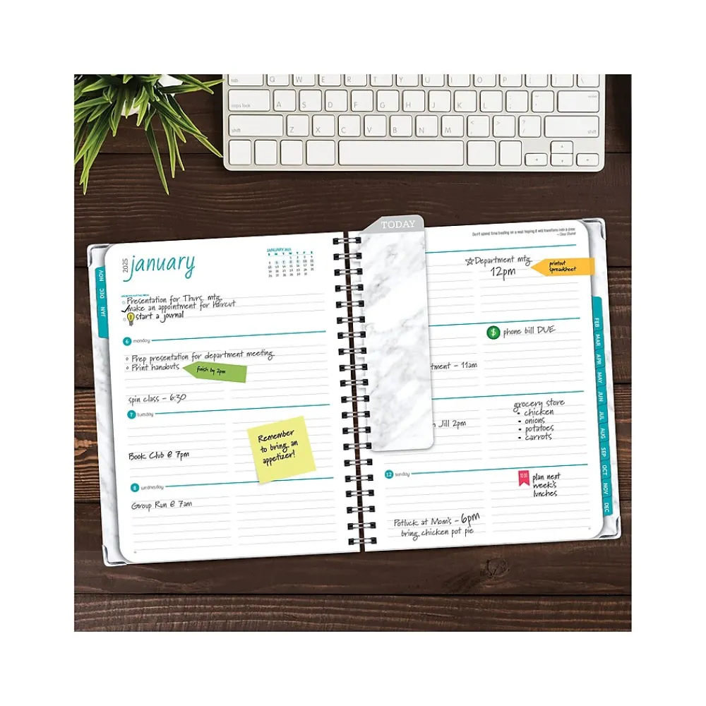 2025 Planners|Global Printed Products 2025 8.5" x 11" Weekly & Monthly Planner, Paperboard Cover, White/Gray (SPLS25-8511-06)