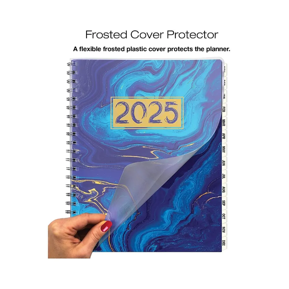 2025 Planners|Global Printed Products 2025 8.5" x 11" Monthly Planner, Plastic Cover, Blue/Gold (SPLS25-8511M-F)