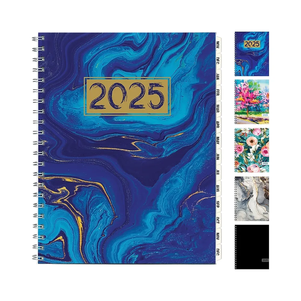 2025 Planners|Global Printed Products 2025 8.5" x 11" Monthly Planner, Plastic Cover, Blue/Gold (SPLS25-8511M-F)