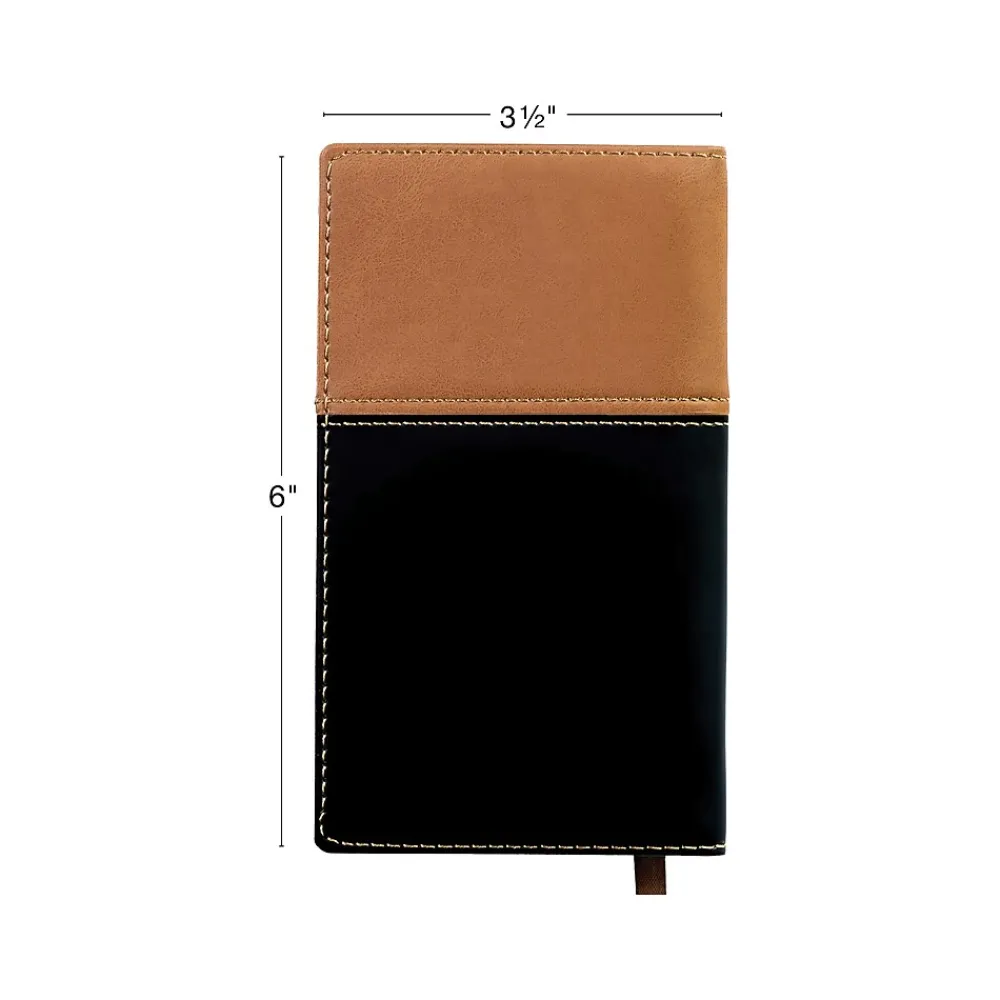 2025 Planners|Global Printed Products 2025 3.5" x 6" Weekly & Monthly Planner, Faux Leather Cover, Black/Brown (SPLS25-BRN36-P)