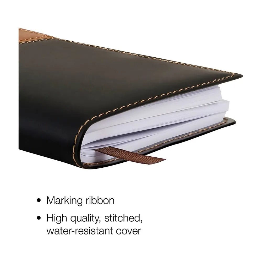 2025 Planners|Global Printed Products 2025 3.5" x 6" Weekly & Monthly Planner, Faux Leather Cover, Black/Brown (SPLS25-BRN36-P)