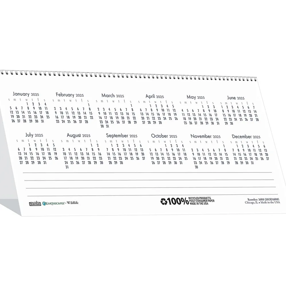 2025 Calendars|House of Doolittle 2025 Earthscapes Wildlife 8.5" x 4.25" Monthly Desk Calendar (3689-25)