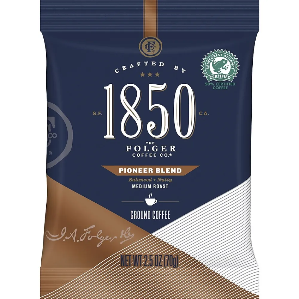 1850 Pioneer Blend Ground Coffee, Medium Roast, 2.5 oz. Fraction Pack, 24/Carton (SMU21511)