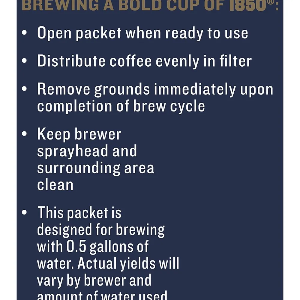 1850 Pioneer Blend Ground Coffee, Medium Roast, 2.5 oz. Fraction Pack, 24/Carton (SMU21511)