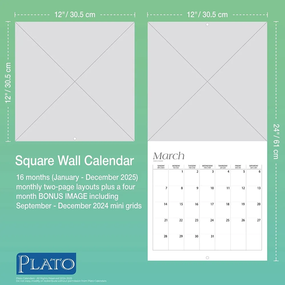 2025 Calendars|BrownTrout 2025 Plato Bonnie Marcus 12" x 24" Monthly Square Wall Calendar, (9781975480097)