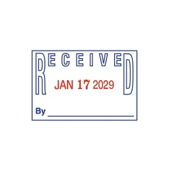 Stamps & Stamp Pads|2000 Plus Dater, RECEIVED, Blue and Red Ink (032880)