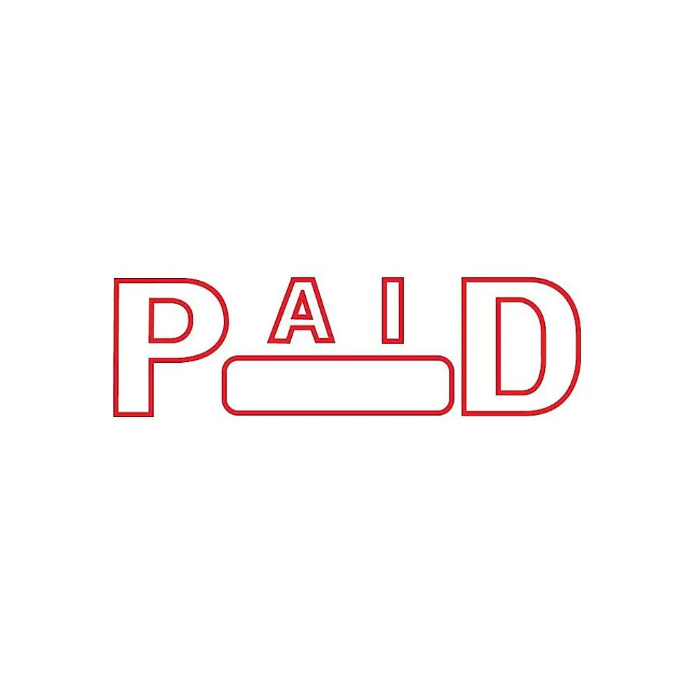Stamps & Stamp Pads|2000 Plus Green Line Pre-Inked Stamp, PAID, Red Ink (098370)