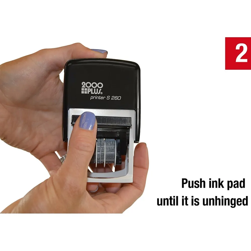 Stamps & Stamp Pads|2000 Plus 4-in-1 Date Stamp, Blue and Red Ink (011098)