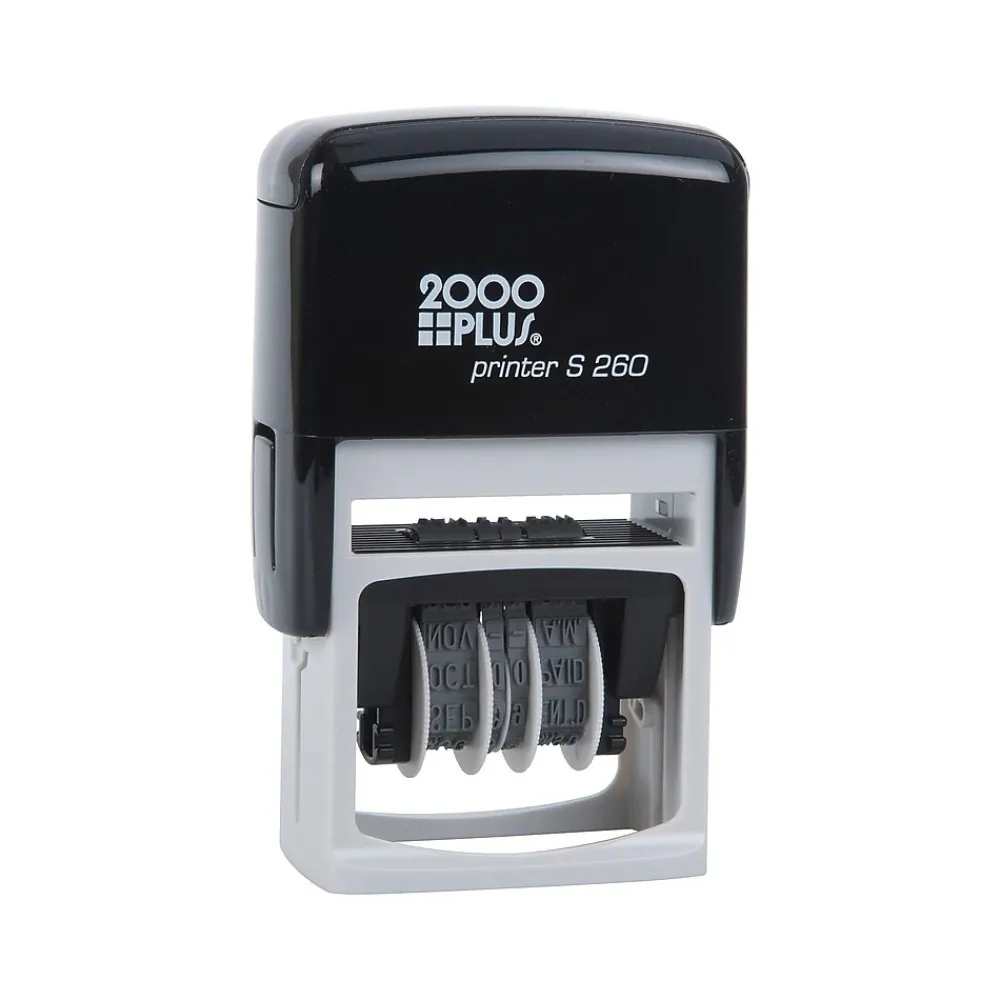 Stamps & Stamp Pads|2000 Plus 4-in-1 Date Stamp, Scanned, Completed, Entered, Emailed, Blue and Red Ink (011098)