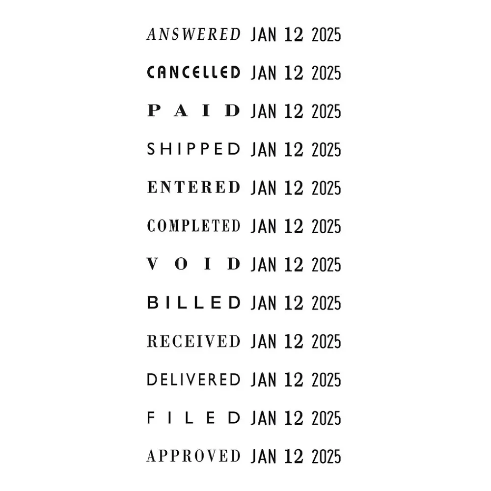 Stamps & Stamp Pads|2000 Plus Message/Date Rectangle Stamps, , Black Ink (010180)