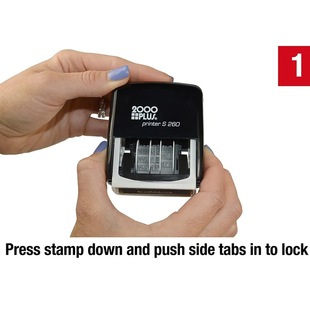 Stamps & Stamp Pads|2000 Plus Printer S 260 Faxed, Paid, Received, Entered Rectangle Date Stamps, Blue and Red Ink (065005)