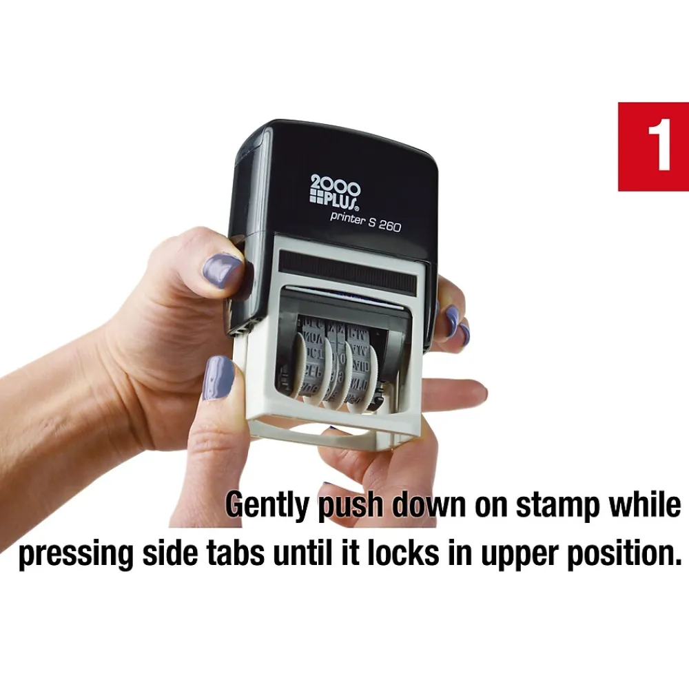 Stamps & Stamp Pads|2000 Plus Printer S 260 Faxed, Paid, Received, Entered Rectangle Date Stamps, Blue and Red Ink (065005)