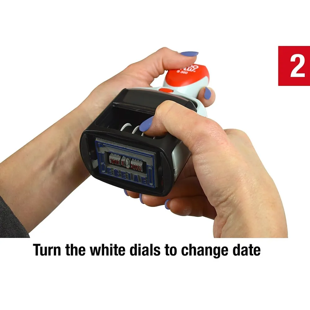 Stamps & Stamp Pads|2000 Plus S-360 Self-Inking RECEIVED Rectangle Stamp, Blue/Red Ink (011034)
