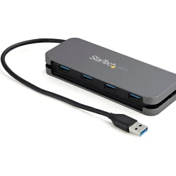 StarTech 4 Port USB 3.0 Hub, 4x USB-A, 5Gbps Laptop/Desktop USB Type-A Hub, USB Bus Powered, 28cm Long Cable with Cable Management